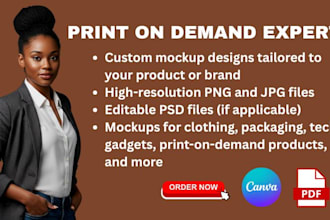 create high quality mockup and pod design with canva