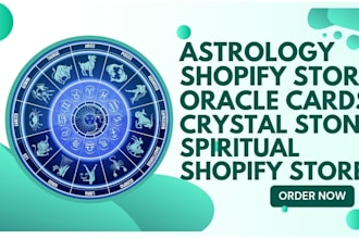 design astrology shopify store, crystal stone, oracle cards, spiritual store