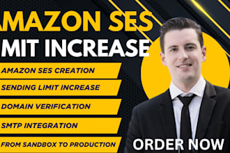 create and configure amazon ses SMTP with raise sending limit and domain verify