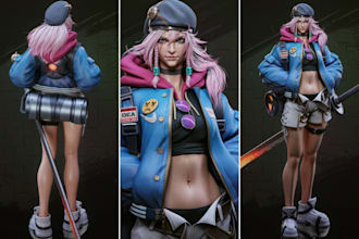 make game 3d stylized character model,3d game art, low poly character in blender