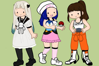 draw a humanoid person or character in a chibi art style