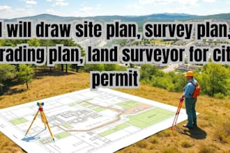 draw site plan, survey plan, grading plan, land surveyor for city permit