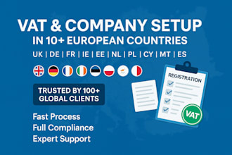 register vat set up company in germany, UK, de, fr, ie, ee, nl, poland, sweden