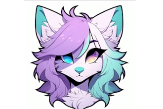 draw a furry pfp, fursona oc portart icon furry badge