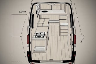 professional van ,caravan floor plan layout, 3d modeling ,design ,sprinter van