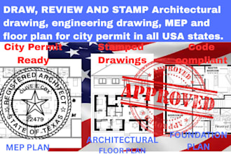review stamp draw redraw architectural structural plan mep engineering drawing