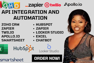 api integration chatbot zoho crm zapier twilio apollo smartsheet looker studio