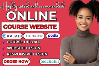 create online course website on thinkific kajabi teachable podia or wordpress