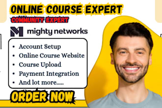 setup mighty network online community upload  course on mighty network VA skool