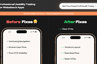 do user testing, app testing, website testing, conduct usability testing