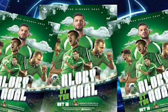 design sport flyer or social media graphics for football, soccer, basketball