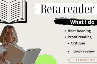 beta read, critique, review and drop an honest feedback on your book