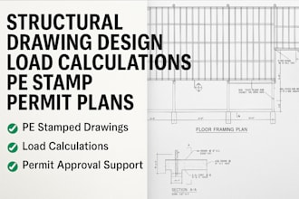 structural drawing, structural design, pe stamp, load calculations