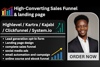 create sales funnel, landing page in system io clickfunnel gohignlevel