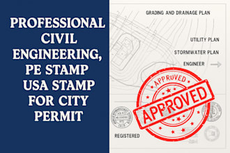 do permit drawings, floor plan, and site plan for city approval and pe stamping
