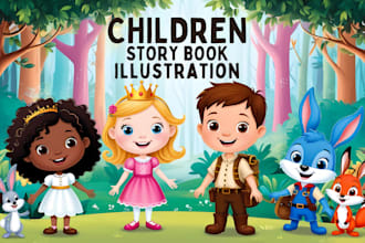 design child book illustration, children storybook illustration, KDP book cover