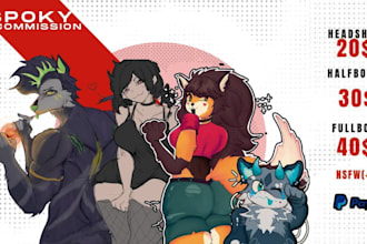draw your furry, fursona, oc in nsfw or sfw