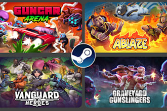 design steam capsule game banner header cover art, steam graphics logo game art