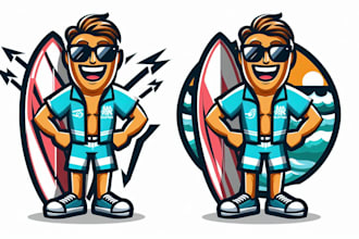 design high quality tike surfboard mascot logo with satisfaction guaranteed