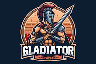 create amazing gladiator sport mascot logo with unlimited revisions