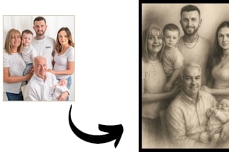 create realistic pencil style portrait