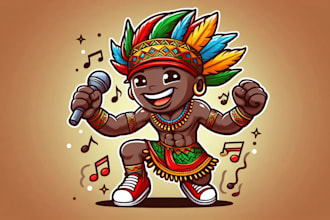 create an eye catching african dance mascot logo for you in one day