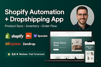 develop shopify public and private apps for dropshipping automation product sync