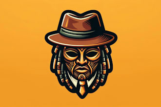 create a bold and unique african mask mascot logo for your brand