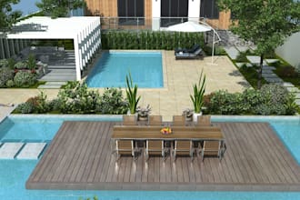 green landscape 3d design, pergola, backyard, gazebo, saunas, patio cover, pool