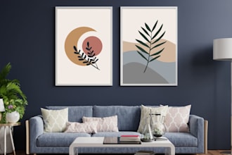 design printable abstract minimal boho wall art or poster for etsy shop or home