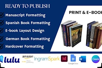 design, format german book, spanish book, italian ebook, manuscript formatting