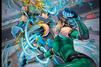 illustrate comic book page panel comic superhero cartoon graphic novel  artist
