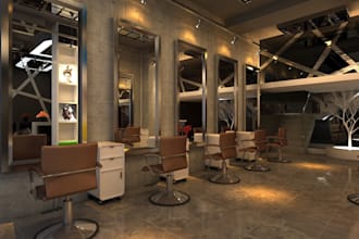 friendly beauty salon 3d interior, barber shop, makeup studio, spa, hair salon