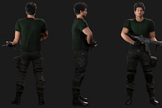 make low, high poly 3d game characters textured rig animation in unreal engine