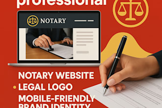 design professional notary website,legal logo,and mobile friendly brand identity