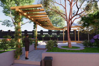 design realistic 3d garden or patio layout using sketchup