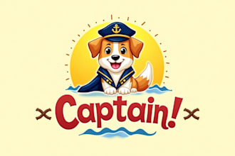 design outstanding captain dog mascot logo in very short time