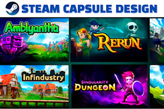 create steam capsule art game banner game ui game poster logo steam graphics