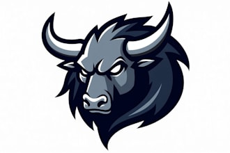design outstanding angry bull head mascot logo with unlimited revision