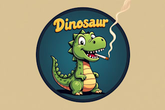 design outstanding dinosaur smoking mascot logo with unlimited revision