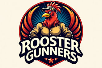 design outstanding angry rooster mascot logo with unlimited revision
