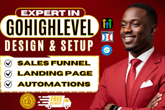 build gohighlevel sales funnel, go high level landing page, ghl website expert
