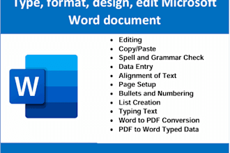 type and format microsoft word document for you