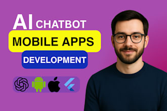 develop chatgpt ai mobile app or website, ai software, ai saas app, ai chatbot