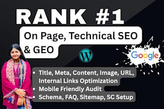 do wordpress website SEO optimization for on page  with GEO google top rank