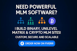 create binary mlm software, unilevel mlm, matrix mlm website, crypto mlm website