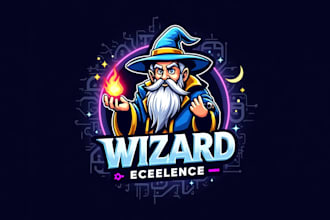 design an awesome wizard mascot logo with express delivery