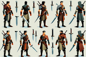 model and rig stylized low poly character for games and animation