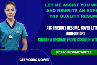 write you an expert top quality resume, ats resume, cover letter, linkedin opt