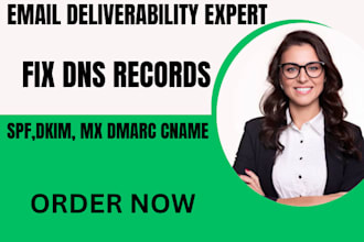 set up or fix spf dkim dmarc cname mx txt, dns  records for email deliverability